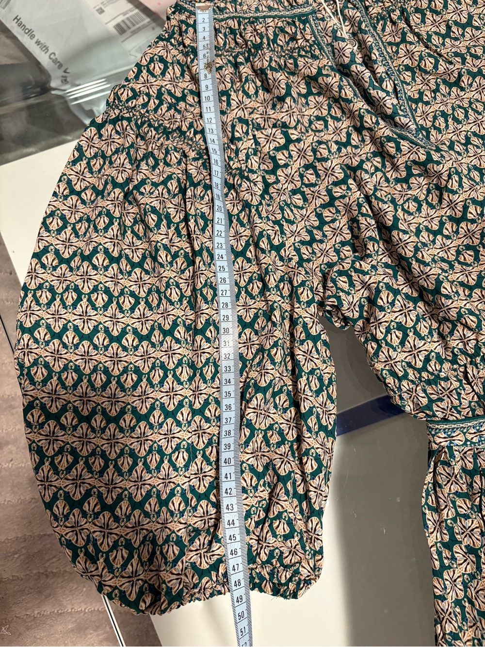 β¨ NWT Max Studio Boho Pleated Midi Dress | Tie Waist | Puff Sleeves | Size L β¨ - Picture 7 of 9